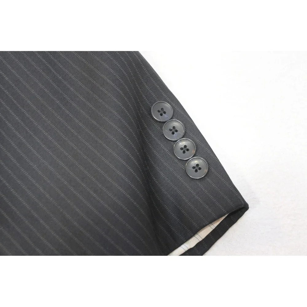 Nautica Pinstripe Suit Mens Size 48L 42x36 Dark Gray 2-Piece Formal Excellent